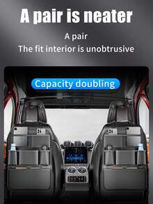 1pc Car Seat Back Storage Bag, Automotive Tissue Box Holder, Car Seat Back Organizer Pouch, Large Capacity Quilted Storage Bag - one-size - View 9