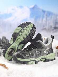 Boys' Winter Plush Thick Snow Boots, Outdoor Activities Rugged Snow Anti-Slip Sports Shoes, Halloween Exquisite Casual Hiking Shoes