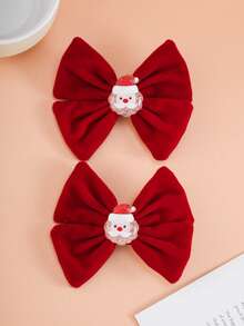 2 Stücke Mädchen Haarspangen mit Schleife, Weihnachtsmann, Schneemann, Weihnachtsbaum Dekor Haaraccessoires geeignet für den täglichen Gebrauch oder Weihnachten