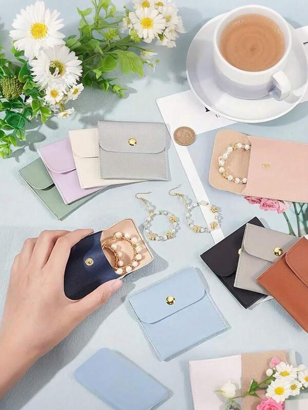 10 piezas de bolsas de joyería de alta calidad de piel de PU, bolsas de almacenamiento de joyas para viajes, bolsas de almacenamiento de joyas prácticas, bolsas de almacenamiento de joyas compactas, bolsas de almacenamiento de joyas a prueba de polvo - bolsas de regalo de lujo, almacenamiento y organización de joyas, accesorios de almacenamiento para viajes, adecuados para anillos, aretes, collares, etc., regalos para fiestas, regalos de Navidad, regalos para mujeres.