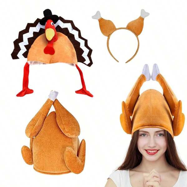 Funny Turkey Leg Hat, Wacky Thanksgiving Christmas Chicken Headband, Hilarious Costume Prop For Party, Carnival Dress Up, Crazy Photo Booth Prop For Adults Friends