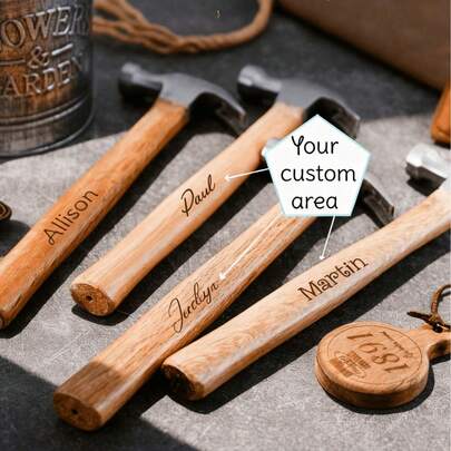 ค้อนตอกตะปูแบบปรับแต่งส่วนบุคคลพร้อมด้ามไม้และหัวโลหะ ของขวัญที่เหมาะสำหรับพ่อ แฟน การขึ้นบ้านใหม่ วันพ่อ วันเกิด - เครื่องมืออุตสาหกรรมสำหรับปรับปรุงบ้านและงานไม้ ของใช้ในครัวเรือน