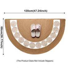 1件手工编织亚麻半圆形地毯，半圆形门垫，防滑浴室垫，浴垫，玄关地毯，房间装饰，吸水性强，快干，舒适，可机洗，适用于客厅、玄关、浴室、卧室，秋季家居装饰，尺寸：31.49英寸/35.43英寸/47.24英寸 - 圣诞礼物