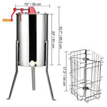 Extractor de miel manual , extractor de miel con centrifugadora de 2/4 cuadros, extracción de miel de acero inoxidable, centrifugadora de panal con tapa, equipo de centrifugado de colmenar con soporte de altura ajustable - 2/4 cuadros - Ver 10