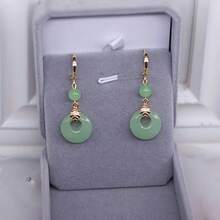 One Pair Vintage Long Peace Buckle Earrings Elegant Romantic Decorative Ear Ornament 2026 Classic Popular Fashion Accessory Retro Exquisite Outline Graceful Romantic Vibe Versatile Daily Styling Design Perfect For Summer Seaside Beach Leisure Time Graduation Season Travel Trip Holiday Vacation Camping Gathering Party Banquet Daily Casual Outfit Matching For Fashion Lovers - xanh vàng - Xem 1