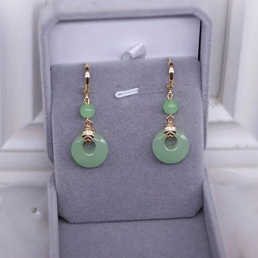 One Pair Vintage Long Peace Buckle Earrings Elegant Romantic Decorative Ear Ornament 2026 Classic Popular Fashion Accessory Retro Exquisite Outline Graceful Romantic Vibe Versatile Daily Styling Design Perfect For Summer Seaside Beach Leisure Time Graduation Season Travel Trip Holiday Vacation Camping Gathering Party Banquet Daily Casual Outfit Matching For Fashion Lovers - xanh vàng - Xem 1
