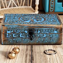 Vintage handgefertigte Schmuckschatulle/Aufbewahrungsbox aus Paulownienholz mit geschnitztem Lebensbaum-Motiv, elegantes Unikat als Geschenk für Männer und Frauen (Flammenbehandelte Handwerkskunst), geeignet für Geburtstage, Muttertag, Verlobung, Einweihungsgeschenke und andere Anlässe