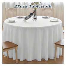 Round Tablecloth,2 Pack 120inch Stain And Wrinkle Resistant Polyester Table Cloth,Decorative Fabric Table Cover For Kitchen,Dinning,Party,Wedding RoundWhite - 多色761 - 查看 4