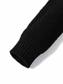 GRDR Men's Solid Color 7-Gauge Jacquard Knit Sweater, Basic Warm Thick Pullover For Autumn/Winter - Black - View 4