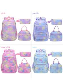 1 Set Zaino con stampa di medusa in diamanti, design a scomparti multipli di grande capacità, cinghie per le spalle regolabili e confortevoli, cuscinetto posteriore traspirante, tasche laterali per bottiglie d'acqua e ombrelli, adatto per uso quotidiano e viaggi, zaino in poliestere resistente all'acqua, regalo per il ritorno a scuola