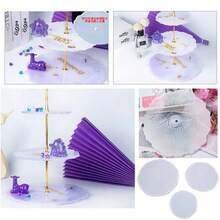 1pc DIY 3-Tier Tray Decor Crystal Epoxy Mold, Jewelry Display Stand Coaster Silicone Mold Set - Silver - View 5