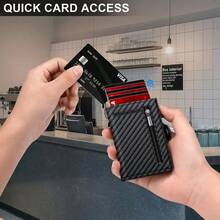 Ví đựng thẻ tín dụng chống trộm RFID OBCREATOR - Ví đựng thẻ tự động bật lên bằng hợp kim nhôm, khóa cài nút bấm, hộp đựng thẻ đa chức năng, có thể đựng thẻ tín dụng, thẻ ghi nợ và thẻ ID, thiết kế màu đen thời trang, bảo quản thẻ an toàn, ví đựng thẻ tối giản, bền bỉ. - Nhiều màu - Xem 9