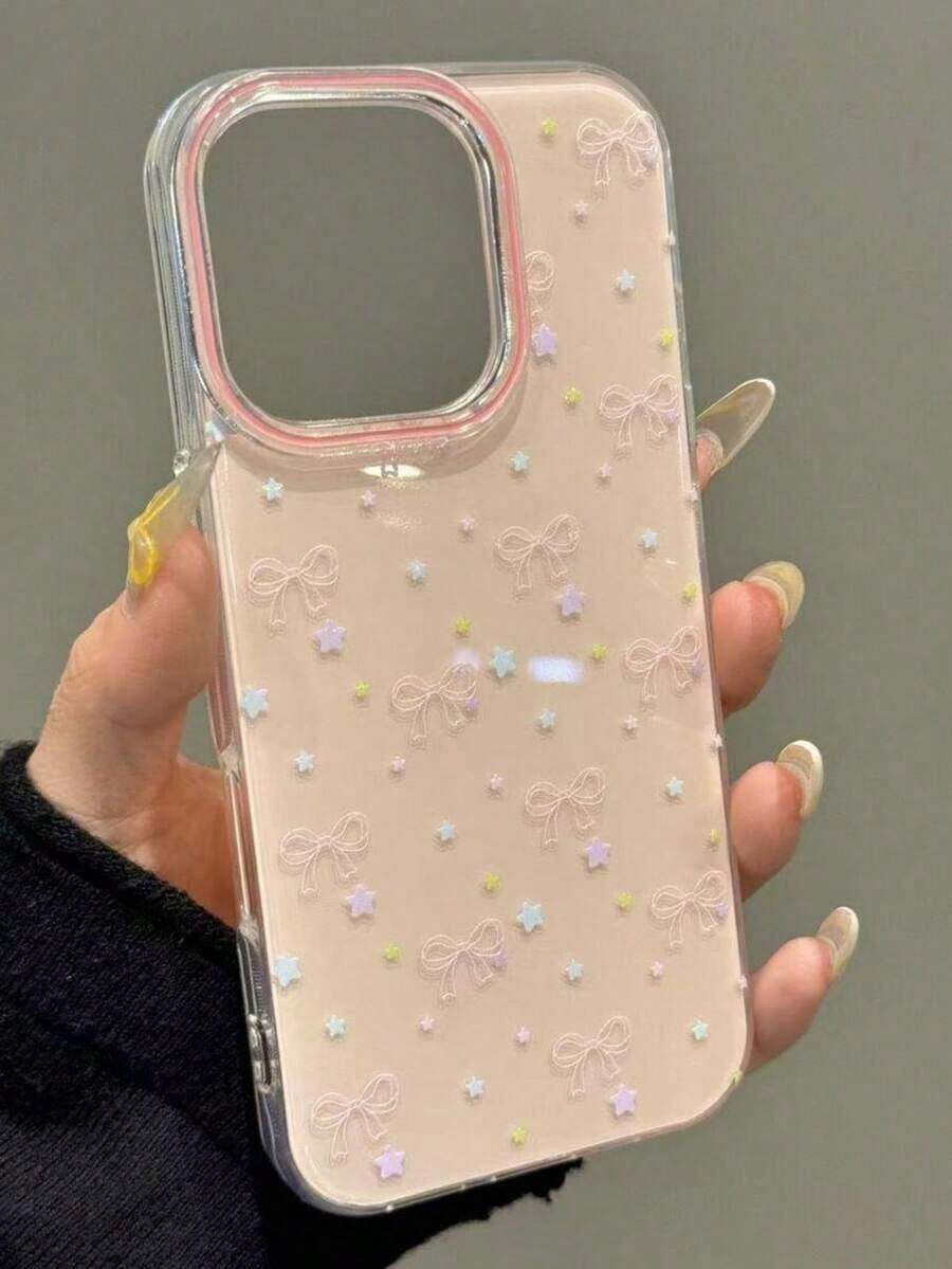 Cute Minimalist Pink Polka Dot Bow Phone Case, Compatible With IPhone 17 Pro Max, 17 Pro, 17 Air, 17, 16, 15, 14, 13, 12, 11 Pro Max Plus, Soft Protective Back Cover, Gift For Girls - 款式7(1pc) - 查看 1