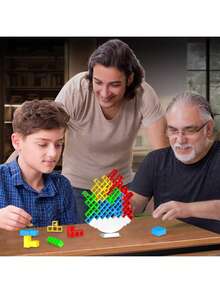 Trò chơi xếp chồng 16/32/64 miếng dành cho người lớn và trẻ em, trò chơi xếp chồng khối xây dựng vui nhộn dành cho trẻ em, đồ chơi tương tác cho người lớn tiệc tùng, bạn bè, nhóm, lớp học, ký túc xá, đêm trò chơi gia đình và tiệc tùng - Nhiều màu - Xem 3