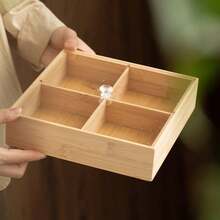 1 pieza Bandeja de madera de nogal con múltiples compartimentos y tapa, adecuada para aperitivos, postres, galletas, entradas, versátil para diversas ocasiones