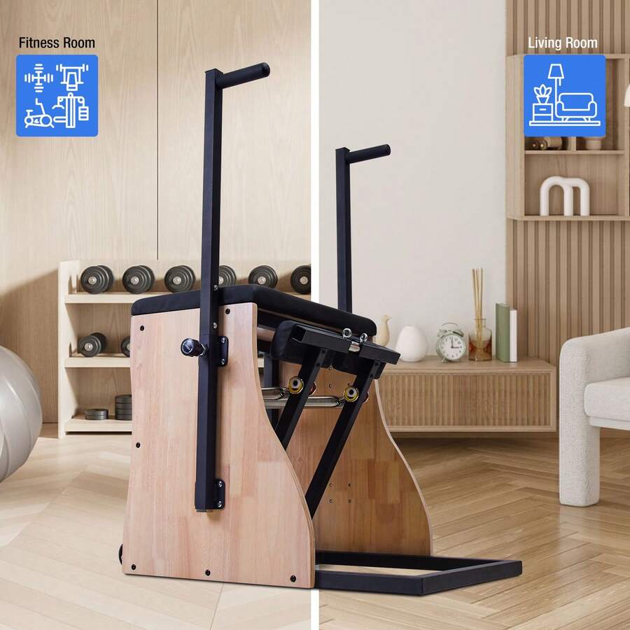 Pilates Chair For Yoga Fitness Pilates Reformer Machine With Adjustable Resistance Springs  Split Pedal,Handles, Home Gym Equipment For Yoga, Core Training & Rehabilitation, Includes Non-Slip Socks - White - View 1
