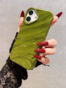 Wave Ripples 1pc New Glossy Wave Pattern Material Phone Case Compatible With IPhone 17 Pro Max/17/17 Pro/16 Pro Max/16/16 Pro/16 Plus/15 Pro Max/15 Pro/15 Plus/15/14 Pro Max/14 Pro/14/13 Pro/13/12 Pro/12/11/XS/X Max/8 Plus/7, Shockproof Soft Full Coverage Case For Women, 13 Pro Max/XR - Green - View 2