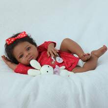 20 Inch Lifelike Black Skin Reborn Doll, 50cm Soft Genderless African American Cloth Body Doll, Realistic Cute Newborn Handmade Art Doll Toy, Gift For Children 3+ Years Old - Nhiều màu - Xem 5