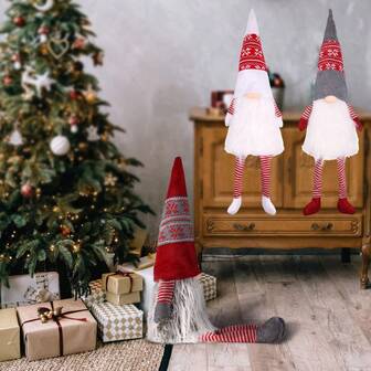 1 件装小矮人圣诞树顶饰，小矮人圣诞装饰品，圣诞老人小矮人毛绒派对装饰摆件用品