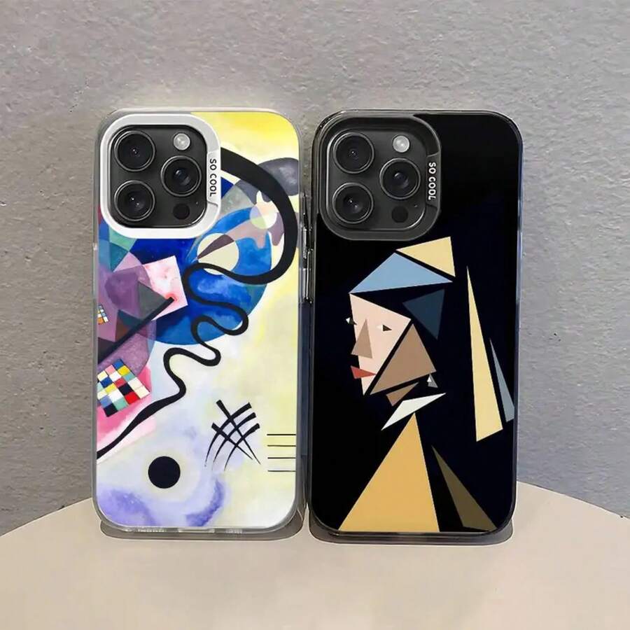 Custodia per telefono con dipinto astratto di Picasso, cover posteriore argento antiurto compatibile con 16/15/14/13/12/11 Pro Max Plus, compatibile con custodie per iPhone 17, 17 Pro, 17 Pro Max