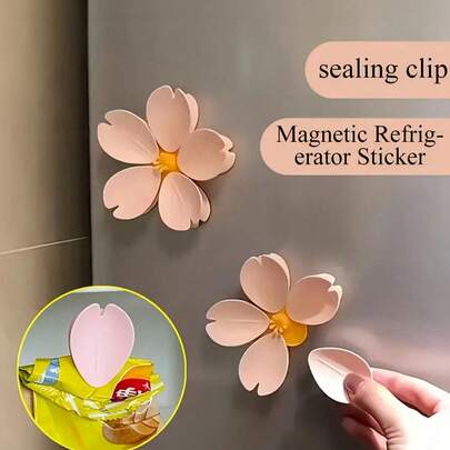 1/5/10 Peças Clipes de Flor de Cerejeira Rosa, Ímãs de Geladeira, Ímãs Decorativos Criativos, Adequados para Cozinha, Escritório e Decoração Doméstica, Decoração Divertida de Geladeira, Podem Ser Usados como Clipes