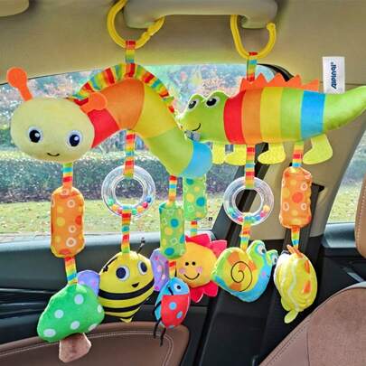1 pieza Muñeca colgante de chupete de carro colorido, muñeca de peluche con sonajero como colgante de cochecito de bebé, adecuado como regalo para bebés recién nacidos
