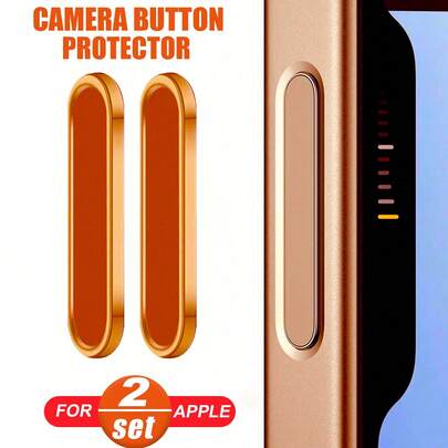 2 piezas Botón inteligente del obturador de la cámara, tecla conductora de metal compatible con iPhone 16/16 Plus/16 Pro/16 Pro Max/17/17 Pro/17 Pro Max, resistente a los arañazos, duradero, no abrasivo (oro, plata, rosa, negro, naranja)
