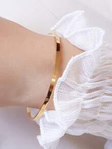 Bộ 1/3/6 chiếc vòng tay nữ bằng thép không gỉ mạ vàng 18K, kiểu dáng tối giản thời trang, trang sức chống thấm nước. - Vàng - Xem 5
