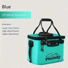 1pc Portable Foldable EVA Fishing Bucket, Collapsible Fishing Bucket, Live Fish Box, Camping Water Container, Fishing Tackle Storage Bag, Multi-Functional Folding Fishing Bucket (Air Pump Not Included) - Mint Green - View 4
