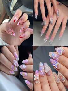 50G/Bag (500-600Pcs) 3D Assorted Mix Color Nail Charms,Multi-Shapes Heart Flower Butterfly Bowknot Shaped Nail Charms,Resin Flatback Nail Art Rhinestones Charms For Manicure Diy Crafts Jewelry Accessories Nail Supplies Nails Nail Gems