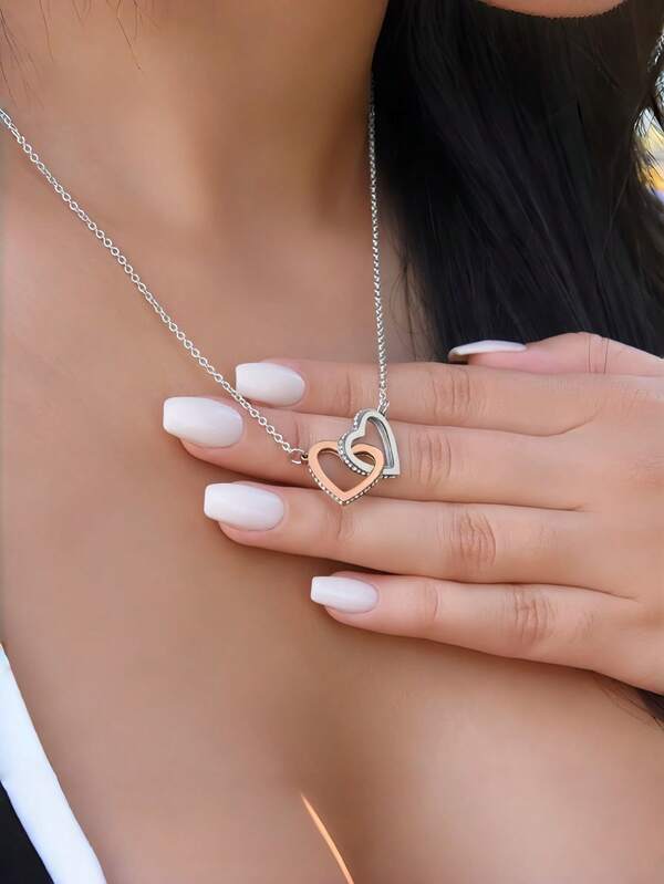 قلادة قلب أنيقة وعصرية قطعة واحدة، مجوهرات قلب حب اللون، قلادة فضية عبر الحدود، هدية عيد الحب، متعددة الألوان