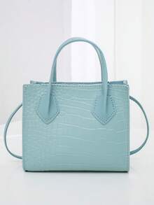 鳄鱼印花斜挎包，星期五 - 藍色 - 查看 4