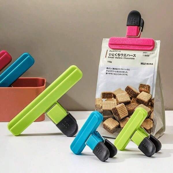2pcs Heavy Duty Food Bag Clips] 8pcs Silicone Food Bag Clips - Heavy Duty Seal Grip For Snacks, Coffee & More - Assorted Colors, Kitchen Storage Essentials, Chip Bag Chips, Small Sizes, Plastic Bags Clips