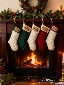 Calze natalizie personalizzate per la famiglia, calza natalizia 2025, calze lavorate a maglia con nome, calza con monogramma, decorazione natalizia regalo, atmosfera calda, multifunzionale, durevole, ornamentale, riutilizzabile, raffinata, elegante, di alta qualità, colorata, moderna, personalizzata, unica, regalo ideale per lui