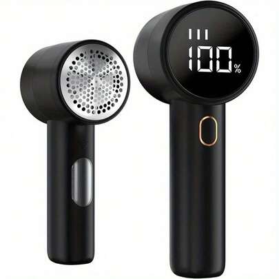 1 pieza Quitapelusas eléctrico para ropa, afeitadora de tela recargable portátil con pantalla digital que elimina las pelusas de la ropa, máquina quitapelusas para prendas, ropa de cama, muebles tapizados, alfombras, sofás y talla grande