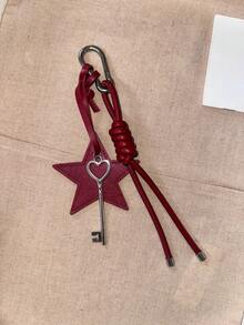 Original 5-Pointed Star Woven Key Chain With Key/Lock Element Simple Creative Car Key Chain Decorative Bag Accessory Car Accessories For Woman Gifts For Women Gifts For Men Phone Accessories - Multicolor - View 6