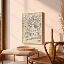 1 件素描乡村风景墙艺术帆布高清印刷海报 - 经典装饰艺术垂直无框作品，适用于卧室、客厅、厨房、浴室、家庭办公室装饰 - 理想的家居装饰礼物，复古装饰，卧室艺术，乡村风格，精致细节复古无框墙艺术海报 - 彩色 - 查看 12