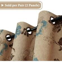 Blackout Curtains For Bedroom Living Room Printed Vintage Floral Blackout Window Curtain Draperies Classic Eyelet Home Decoration Drapes 1 Pair Each Piece W132cmxD160cm - BVintageFloral - 查看 3