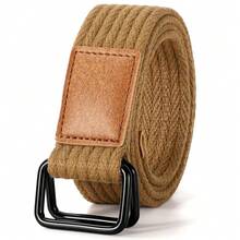 JASGOOD Men Canvas Double Ring Belt Plus Size Men Cloth Casual Belt For Jeans Pants{"Color_name":"Khaki(Canvas)","Size_name":"FitsWaistSize45\"-50\""} - 多色27 - 查看 1