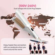 UKLISS Hair Waver Crimper - Beach Waves Hair Curler, Mermaid Waver For Wavy Hair, Wave Curling Iron With 14 Adjustable Temps (120-230°C) | Lightweight & Compact Size | Double Voltage - White Gold - EU C Type Plug(220-240V) - View 10