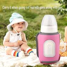 1pc PU Baby Bottle Warmer For Outdoor Use, With Type-C USB Cable, No Internal Battery, Portable Bottle Warmer, Constant Temperature Milk Heater, Insulation Cover