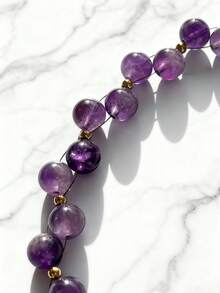 1PC Elegant Amethyst Necklace: Hand-Woven Amethyst Necklace, Purple Gemstone Necklace, February Birthstone, Exquisite Everyday Necklace
