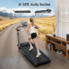 Walking Pad Treadmill With Incline, 2 In 1 Foldable Treadmills For Home Small Office, 3.5HP Folding Walking Pad With 350 Lbs Capacity, 16.92"X44" Wide Running Deck, Adjustable Height, LED Display, APP & Remote - 美規B型插(110-127V) - 查看 5