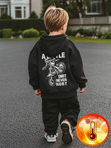 1pc Boys' Casual Graphic Print Pullover Hoodie Sweatshirt, Warm Thermal Lined, Long Sleeve, Autumn/Winter - Inspirational Hoodie Designed For Future Leaders To Change The World