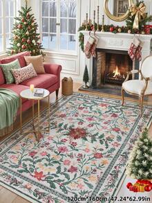 1 pièce Tapis de style boho moderne de jardin parisien floral pour le salon, tapis imprimé vintage rustique antidérapant pour la chambre, la salle à manger, le dortoir, le bureau, la décoration de la maison