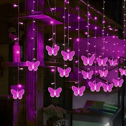 Kelebek Perde Peri Işık Dizisi, 96 LED 8 Modlu USB Güç Kaynağı Zamanlayıcı Ateşböceği Yanıp Sönen Işık, Kızılötesi Uzaktan Kumandalı, 11,48 Ayak (Yaklaşık 3,5 Metre) Asılı Dekorasyon, Odalar, Düğünler, Yatak Odaları, Partiler ve Noel Süslemeleri İçin Uygundur