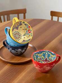 1 chiếc cốc sứ kiểu Bohemia, chất lượng cao và dung tích lớn! Phiên bản gia đình 400ml, thích hợp đựng sữa, yến mạch, cà phê, dùng được trong lò vi sóng, tiện dụng và phong cách, phục vụ đồ uống, vật dụng cần thiết trong nhà bếp, thiết kế cổ điển, đồ uống thời trang, sứ bền, sứ chất lượng cao, cốc đa năng, đồ uống đa dụng, vật dụng cần thiết trong nhà bếp. - Nhiều màu - Xem 7