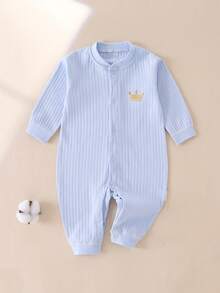 Tutina per neonati maschietti, tutina per neonati e bambini piccoli con corona blu, cardigan primaverile e autunnale, pigiama per bambini e bambine, adatto per tutte le stagioni - Blu - Visualizzare 11