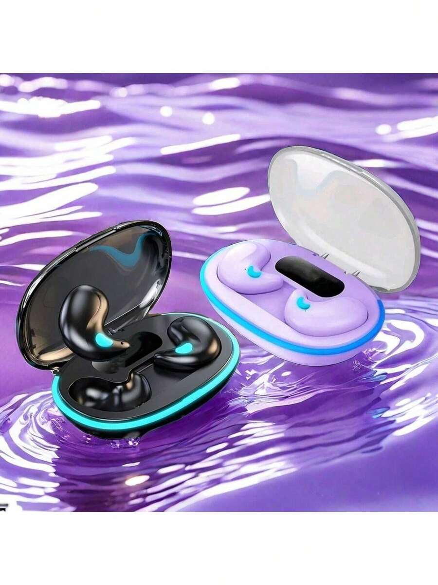 X55 TWS 无线睡眠耳机，Hi-Fi 立体声，防水防噪，兼容 和安卓手机，无线蓝牙耳机，触控耳机，赠品齐全，原装 TWS 150mAh 无线蓝牙耳机，透明 Hi-Fi 耳机，LED 电量数字显示，立体声耳机，适用于智能手机 - 彩色 - 查看 1