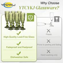6-Piece Set Of Glass Champagne Flutes, Embossed Vintage Stemware, Suitable For Wine, Beer, Cocktails, Whiskey, And Juice, Christmas Wine Glass Gift Set, Perfect For Halloween, Birthday Parties, Wedding Decorations, Offices, Homes, And More, 5 Oz/150 Ml - màu xanh lá - Xem 10